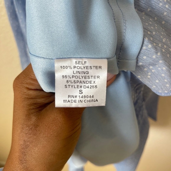 BIN#14 - French Kiss Powder Blue Dot Print Summer Dress Small - Picture 9 of 9